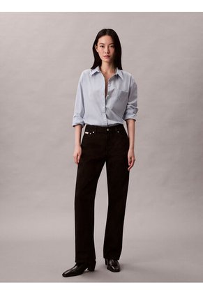 Camisa Azul Relaxed De Popelina Calvin Klein