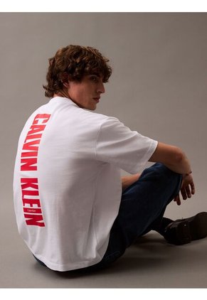 Camiseta Blanca Vert Logo Graphic Crewneck Calvin Klein