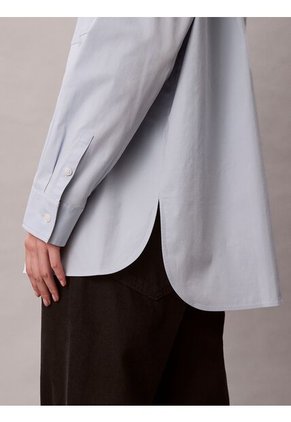 Camisa Azul Relaxed De Popelina Calvin Klein