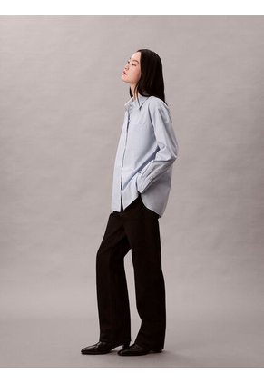 Camisa Azul Relaxed De Popelina Calvin Klein