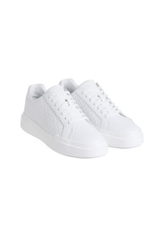 Tenis Blanco Con Suela Gruesa Y Estampado De Monograma En Relieve Calvin Klein Calvin Klein