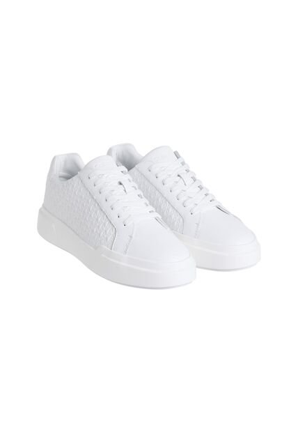 Tenis Blanco Con Suela Gruesa Y Estampado De Monograma En Relieve Calvin Klein