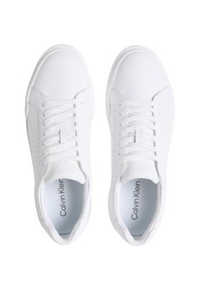 Tenis Blanco Con Suela Gruesa Y Estampado De Monograma En Relieve Calvin Klein