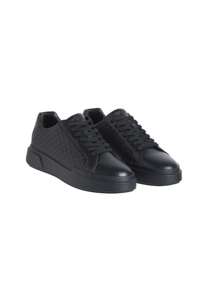 Tenis Negro Con Suela Gruesa Y Estampado De Monograma En Relieve Calvin Klein