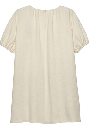 Vestido Blanco De Manga Corta Abullonadas Con Textura Calvin Klein