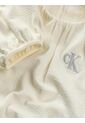 Vestido Blanco De Manga Corta Abullonadas Con Textura Calvin Klein de Calvin Klein