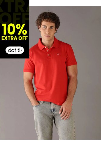 Polo Rojo Clásico Con Monograma Bordado Calvin Klein Calvin Klein