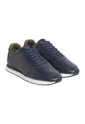 Tenis Azul Oscuro Retro Runner En Cuero Calvin Klein
