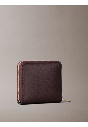 Billetera Café Cuadrada Con Cremallera Y Monograma Calvin Klein