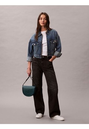 Bolso Azul Saddle Con Monograma Grabado Calvin Klein