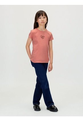 Camiseta Rosada De Manga Corta Con Logo Cursivo Calvin Klein