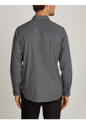 Camisa Gris De Cuadros De Sarga Elástica Calvin Klein