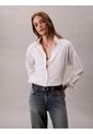 Camisa Blanca Abotonada Con Logo Estampado All Over Calvin Klein de Calvin Klein