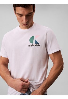 Camiseta Blanca Con Monograma Gráfico Calvin Klein