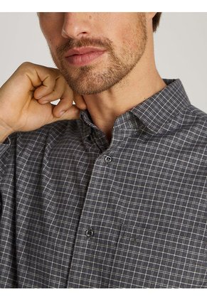 Camisa Gris De Cuadros De Sarga Elástica Calvin Klein