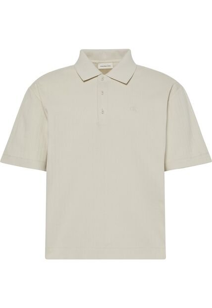 Polo Beige Relaxed De Manga Corta Con Tejido De Canalé Calvin Klein