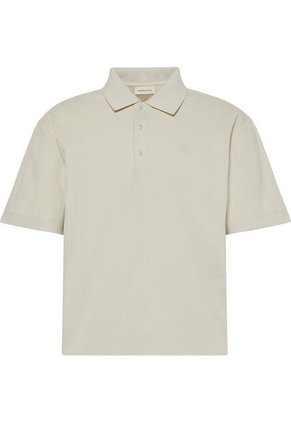 Polo Beige Relaxed De Manga Corta Con Tejido De Canalé Calvin Klein