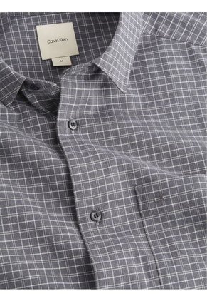Camisa Gris De Cuadros De Sarga Elástica Calvin Klein