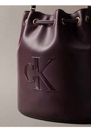 Bolso Marrón Saco Con Logo Monograma Grabado Calvin Klein