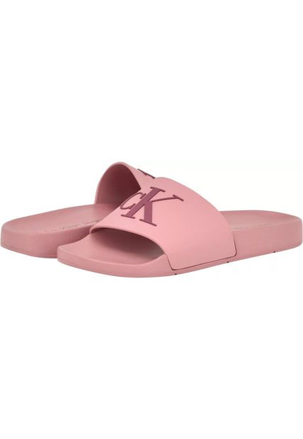 Sandalias Rosado Con Monograma Calvin Klein