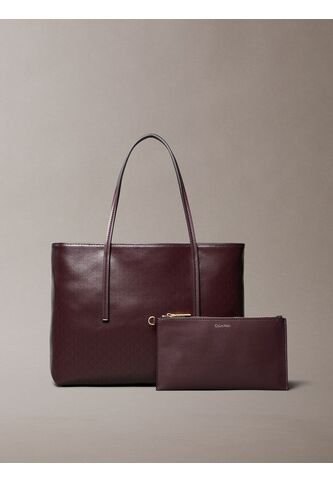Bolso Café Tote Pequeño Con Logo Monograma Con Bolsito Calvin Klein Calvin Klein