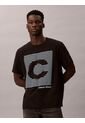 Camiseta Negra De Manga Corta Con Estampado Gráfico A Rayas Calvin Klein de Calvin Klein
