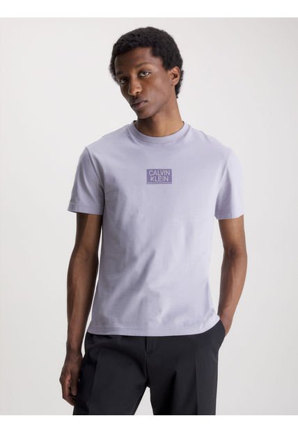 Camiseta Morada De Algodón Orgánico Con Logo Para Hombre Calvin Klein