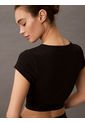 Camiseta Negra De Estar Por Casa Cropped - Cotton Stretch Rib Calvin Klein de Calvin Klein