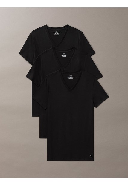 Pack Negro De 3 Camisetas Con Cuello V - Cotton Classics Calvin Klein
