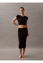 Camiseta Negra De Estar Por Casa Cropped - Cotton Stretch Rib Calvin Klein de Calvin Klein