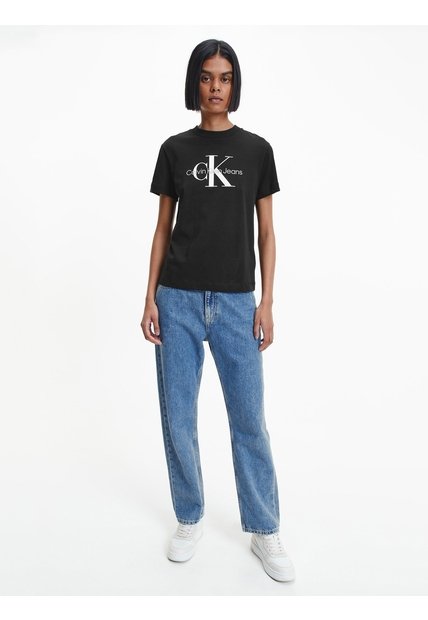 Camiseta Negra Regular Fit Con Monograma Calvin Klein