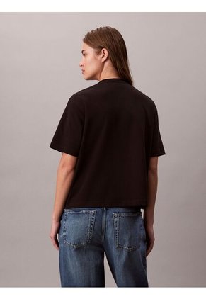 Camiseta Negra De Manga Corta Con Logo Bordado En 3D Calvin Klein