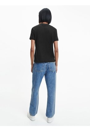 Camiseta Negra Regular Fit Con Monograma Calvin Klein