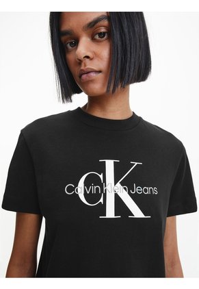 Camiseta Negra Regular Fit Con Monograma Calvin Klein