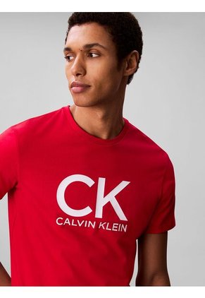 Camiseta Roja Con Estampado Gráfico De Monograma Calvin Klein
