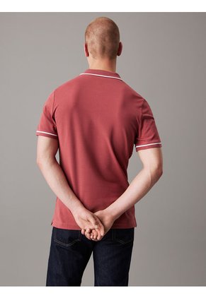Polo Rojo Slim Con Ribete En Contraste Calvin Klein
