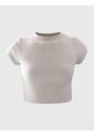 Camiseta Beige Cropped Manga Corta Para Mujer Calvin Klein de Calvin Klein