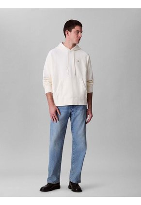 Buzo Blanco Con Capota En Felpa Premium Con Monograma Bordado Calvin Klein