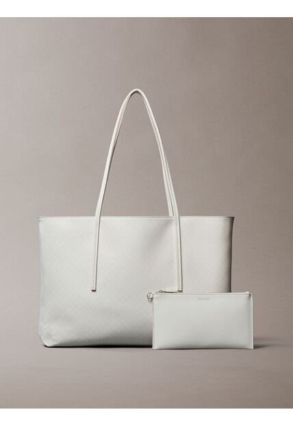 Bolso Blanco Tote Con Logo Monograma Con Bolsito Calvin Klein
