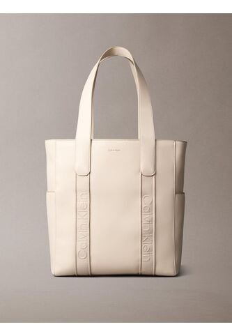 Bolso Beige Tote Para Portátil Con Logo En Jacquard Calvin Klein Calvin Klein