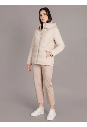 Chaqueta Beige Puffer Con Capota Calvin Klein