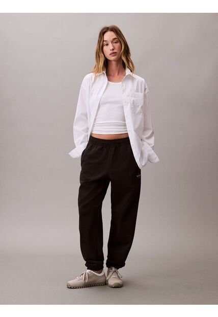 Jogger Negro De Felpa Con Monograma Estampado Calvin Klein