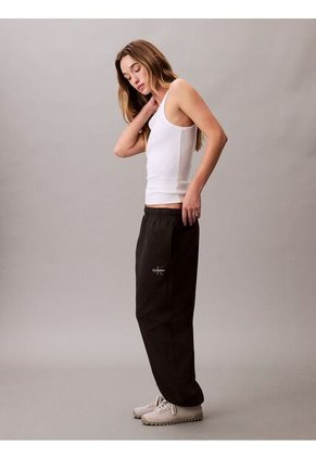 Jogger Negro De Felpa Con Monograma Estampado Calvin Klein