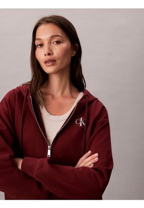 Buzo Rojo Con Capota Y Cierre De Cremallera Calvin Klein
