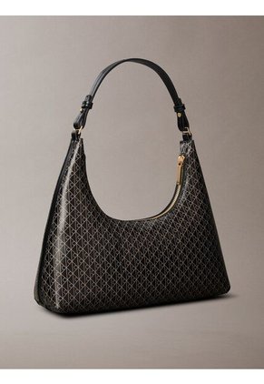 Bolso Negro De Hombro Con Logo Monograma En Todo El Artículo Calvin Klein
