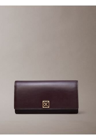 Billetera Marrón Plegada De Cuero Con Logo Monograma Emblemático Calvin Klein Calvin Klein