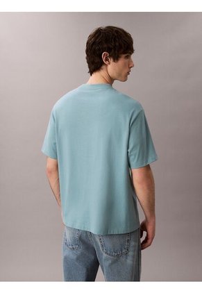 Camiseta Azul De Algodón Grueso Con Logo Cursivo Calvin Klein