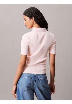 Polo Rosa Con Insignia Calvin Klein