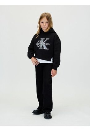 Buzo Negro De Felpa Con Monograma Festivo Calvin Klein