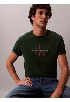 Camiseta Verde 20s Con Estampado Gráfico De Monograma Calvin Klein